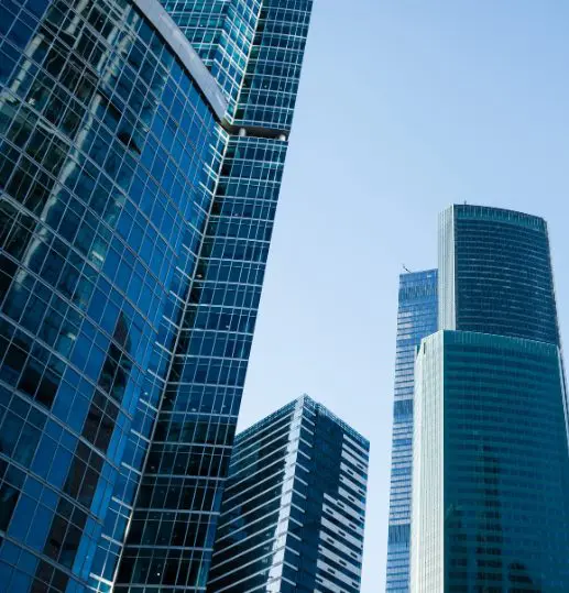Skyline of modern office buildings in Scotland representing company restoration and corporate legal services