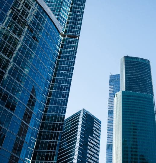 Skyline of modern office buildings in Scotland representing company restoration and corporate legal services